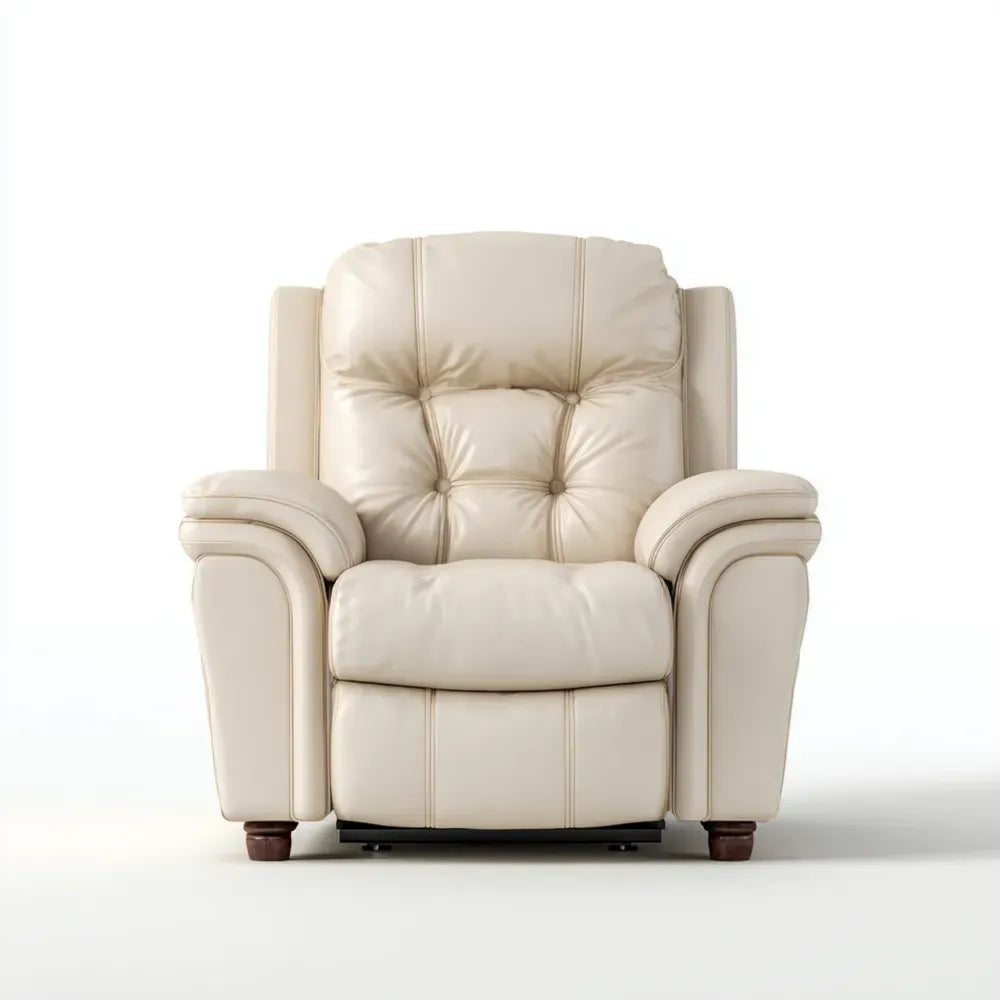 Recliner Chair 90cm x 85cm x 100cm - Faux Leather Beige - Comfortable Design