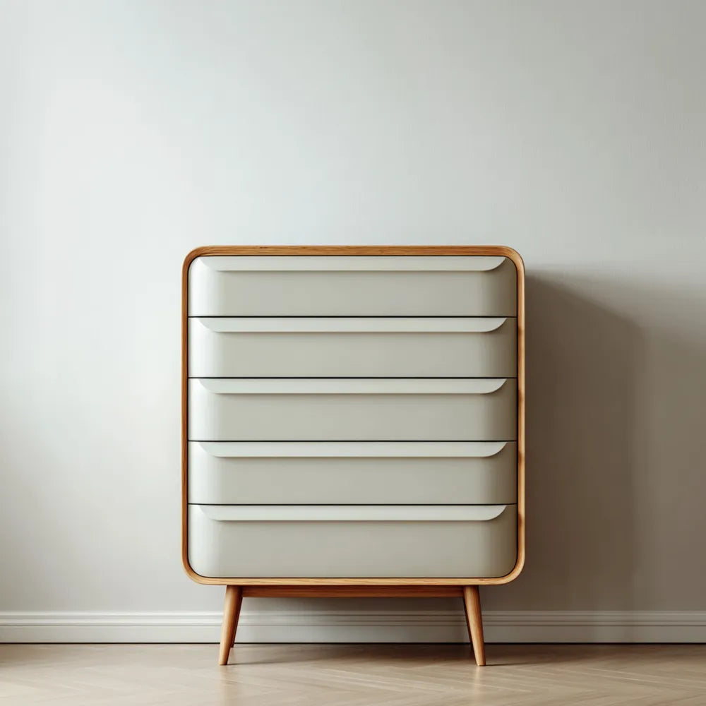 Chest of Drawers Wooden Frame 4-Drawer Modern Design 80x45x100 cm - Light Gray