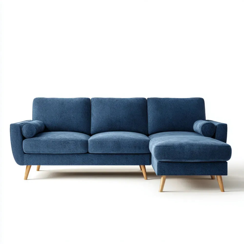 Sectional Sofa Fabric Upholstery 250x90x85 cm - Blue - Modern Design