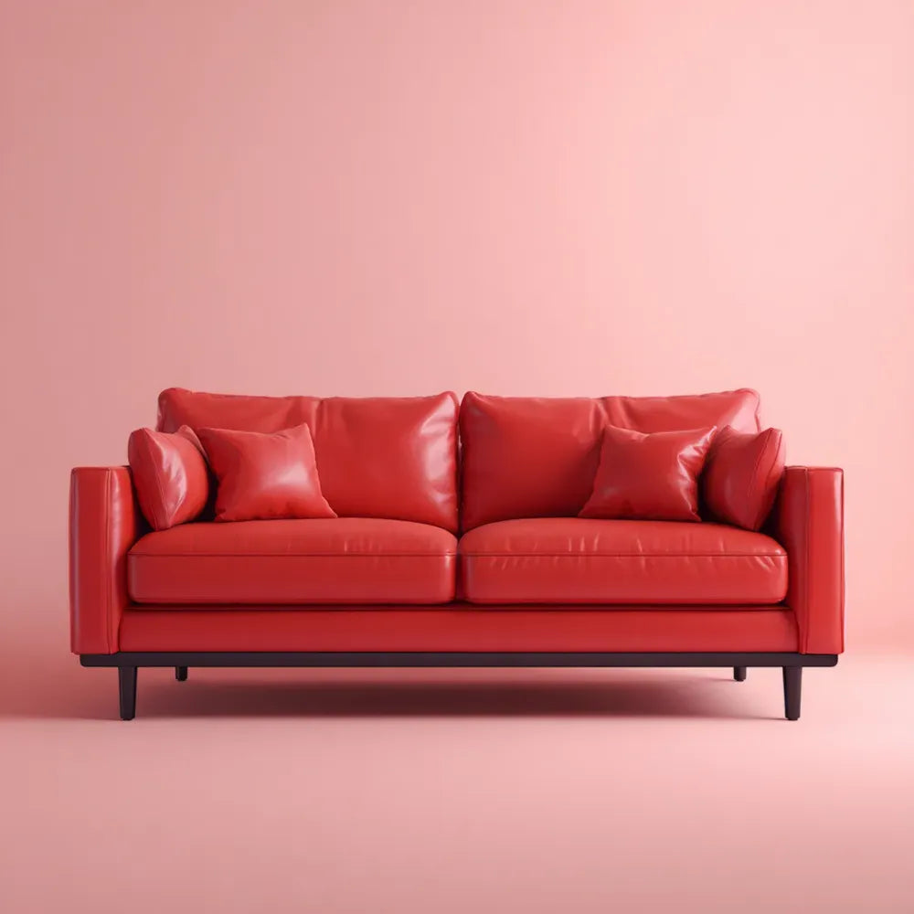 Modern Leather Sofa Set 200x90x85 cm - Cushioned Red