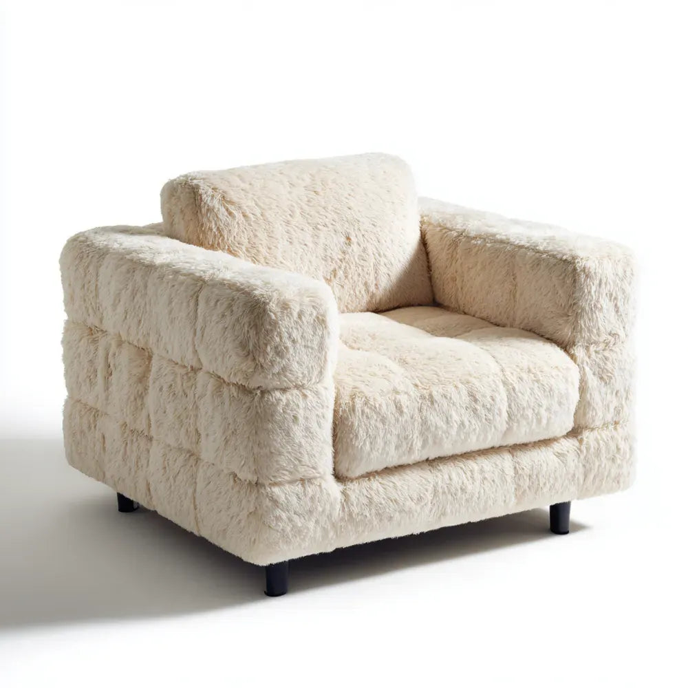Armchair Plush Upholstery 95x90x85 cm - Cream - Cozy Design