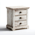 Chest of Drawers Solid Wood 3 Drawers - 50x40x70 cm - Distressed White - Rustic Style