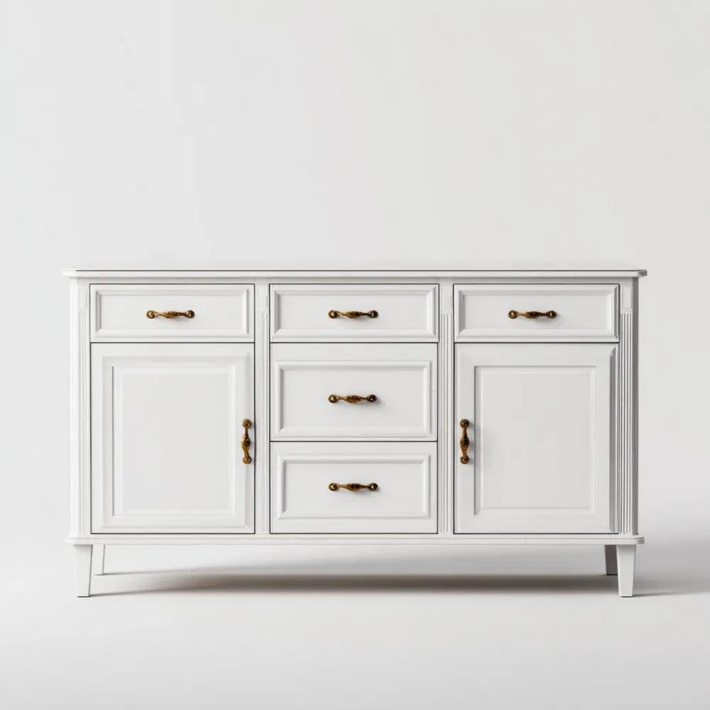 Sideboard Wooden 120x40x80 cm – White – Classic Design
