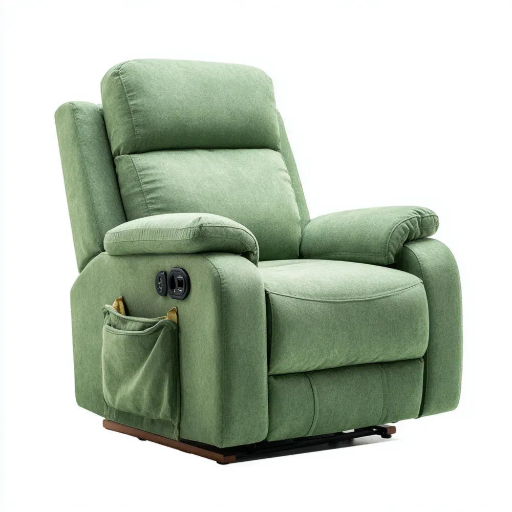 Recliner Chair Fabric Upholstered 33.5x35.4x39.4 inches Modern Design - Green