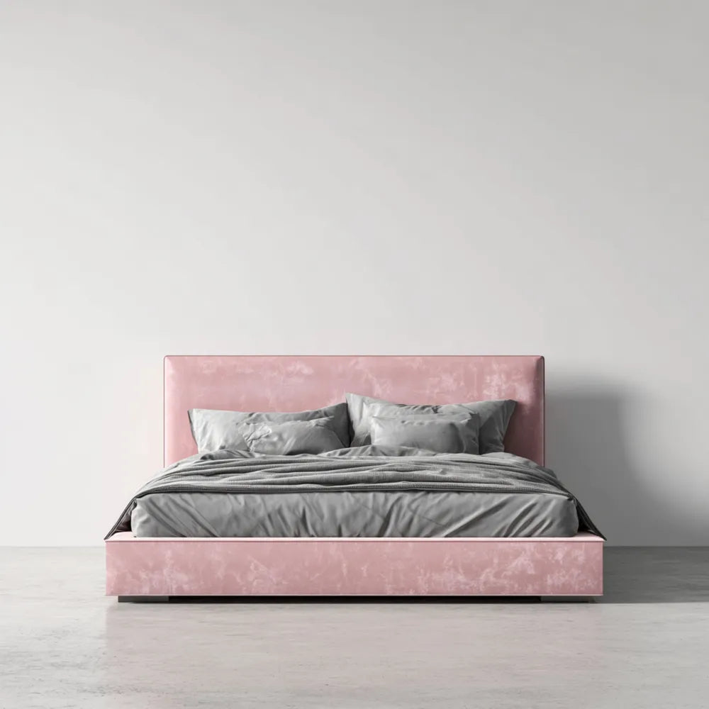 Double Bed Velvet Upholstery 200x160 cm - Pink - Contemporary Design