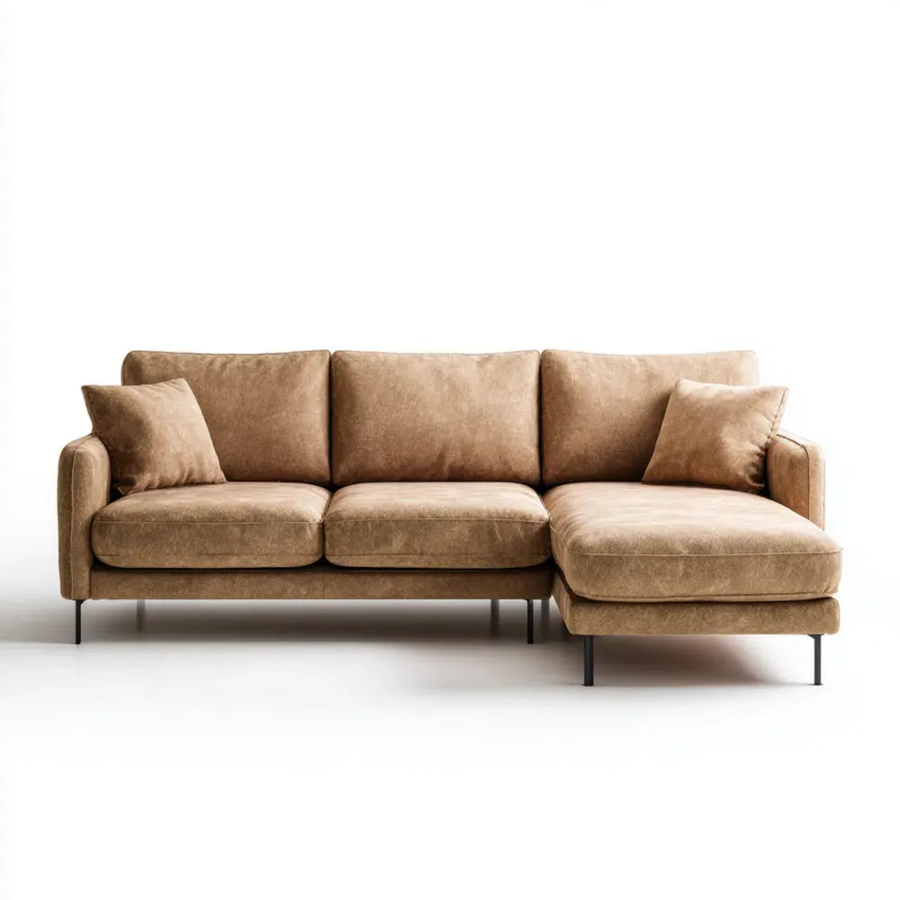 Sectional Sofa Fabric Upholstery 250x90x85 cm - Beige - Contemporary Design