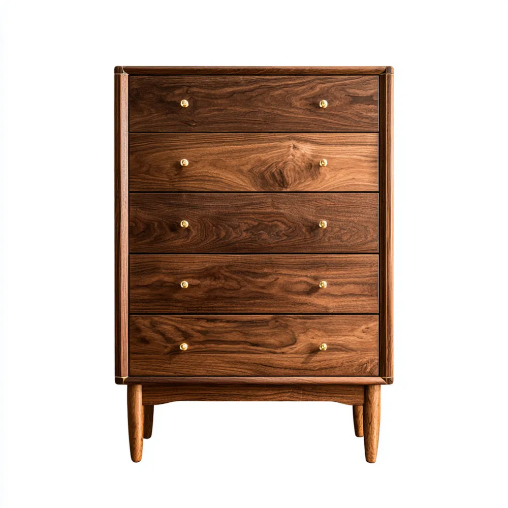 Chest of Drawers Solid Walnut Wood 29.5x17.7x47.2 inches - Mid-Century Style