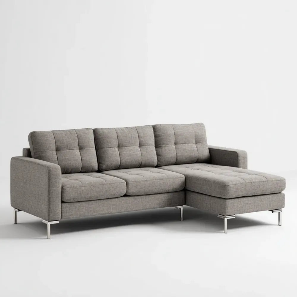 Sectional Sofa Set Fabric Upholstered 230x150x85 cm - Light Gray - Modern Design