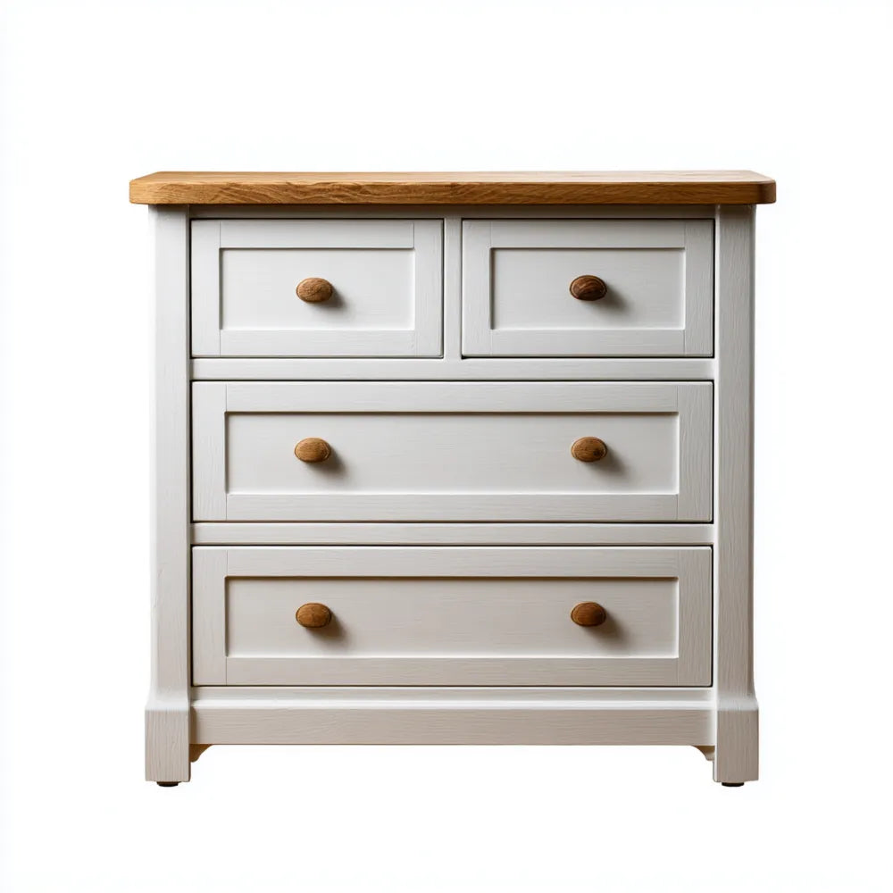 Chest of Drawers 90x45x85 cm - White/Oak - Classic Design