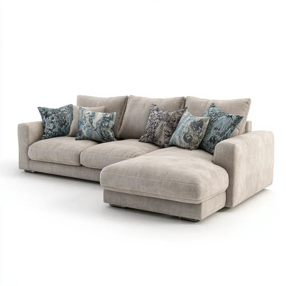 Corner Sofa Set Fabric Upholstered Modern Design Beige 260x160x85 cm