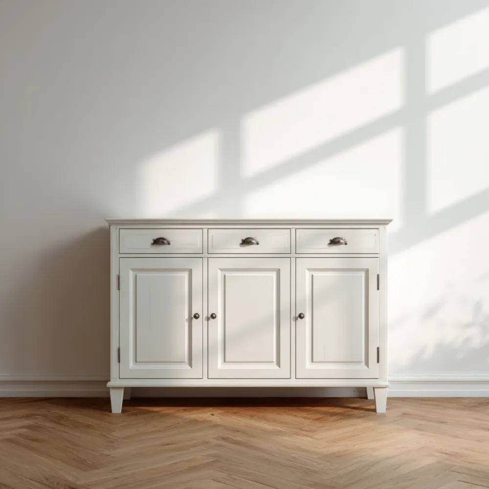 Sideboard Wooden 120x40x80 cm - White - Classic Design