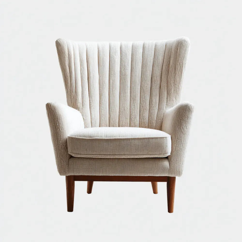 Armchair Textured Fabric 75x85x90 cm – Beige – Mid-Century Modern