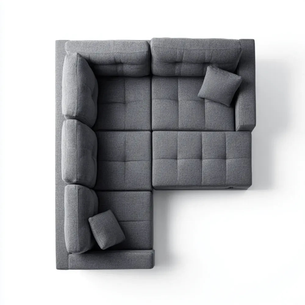 Corner Sofa Set Fabric Upholstered 200x200x85 cm - Dark Gray - Modern Design