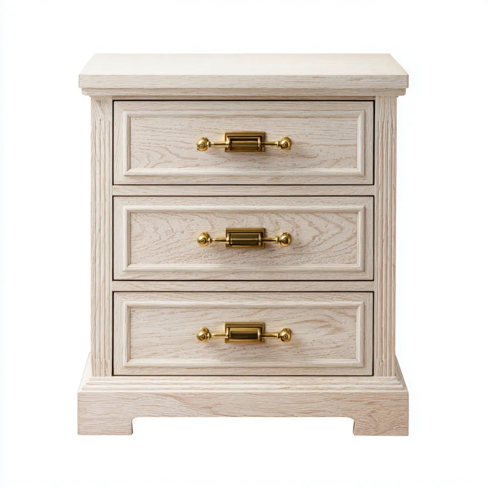 Wooden Chest of Drawers 50x40x70 cm Oak 3-Drawer - Beige - Classic Design