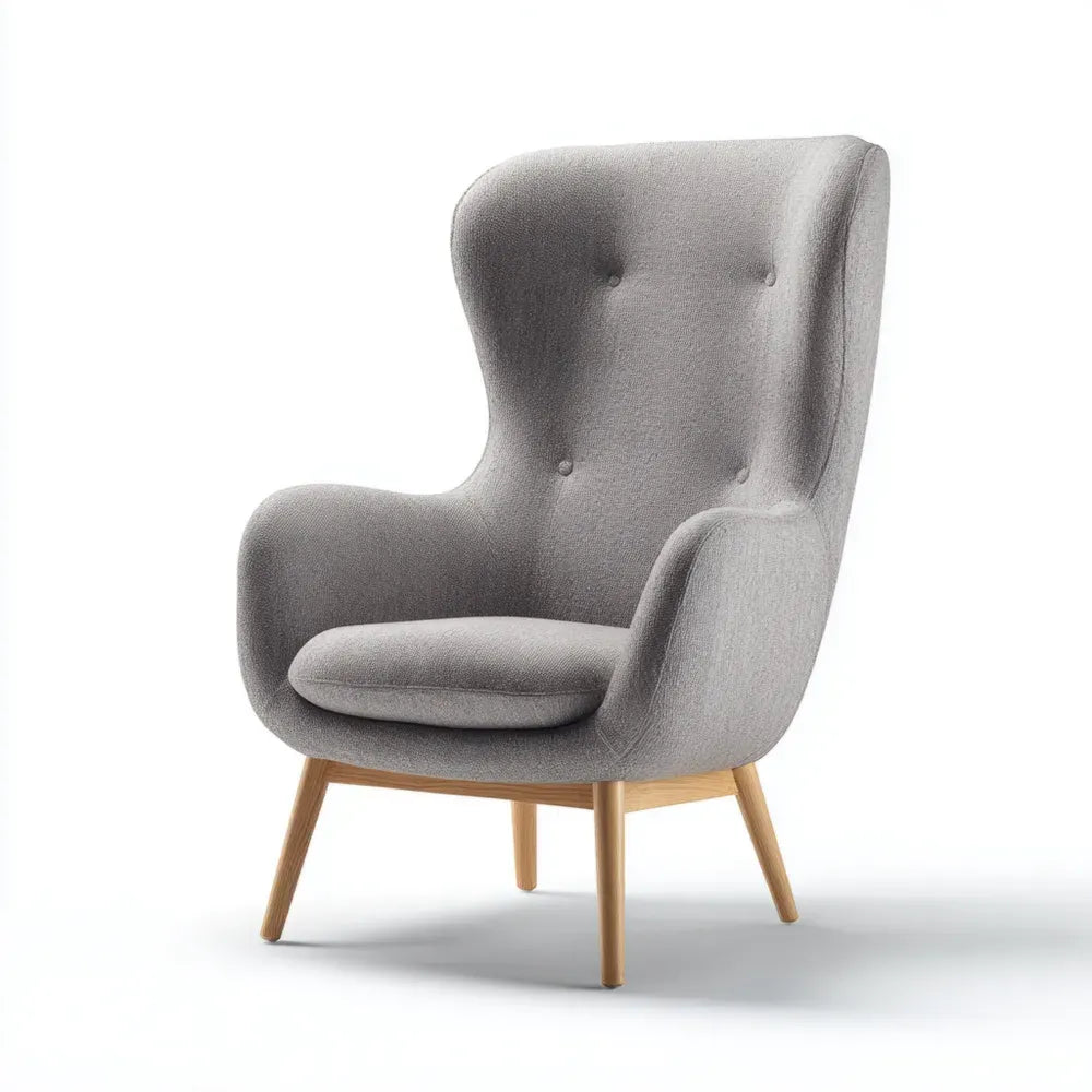 High Back Armchair 85x95x110 cm - Light Grey - Contemporary Design