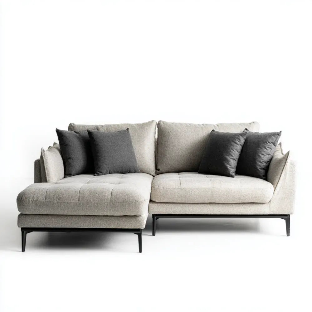Sectional Sofa Fabric Upholstery 230x150x85 cm - Light Grey and Charcoal - Modern Design