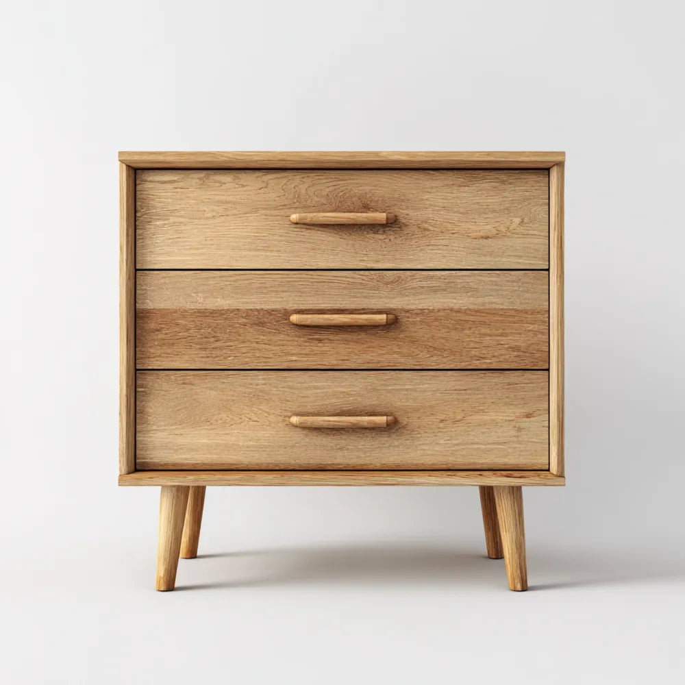 Wooden Chest of Drawers 80x40x75 cm - Solid Oak - Natural Finish - Scandinavian Design